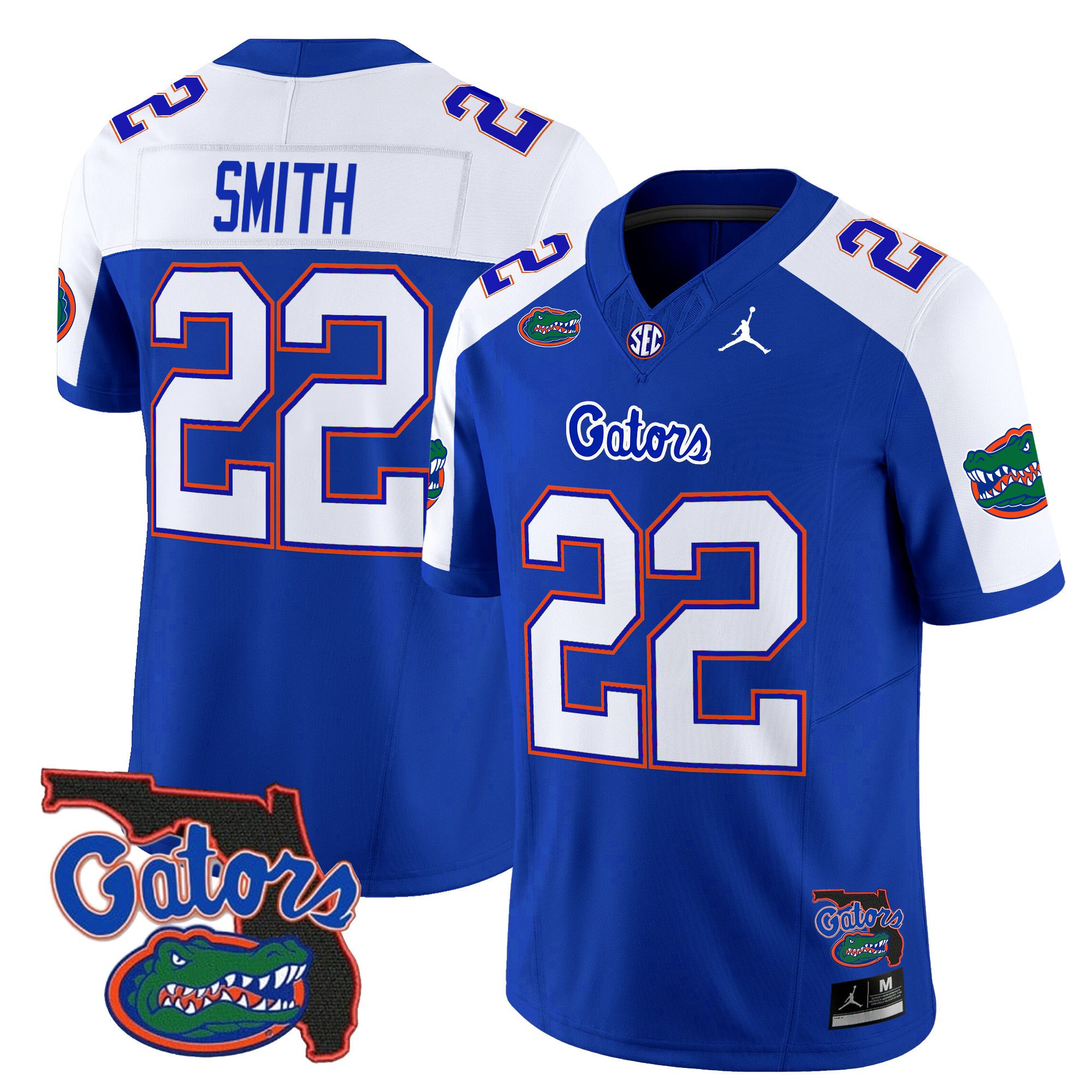 Men Florida Gators #22 Smith Blue 2024 Florida Patch Vapor Limited NCAA Jersey